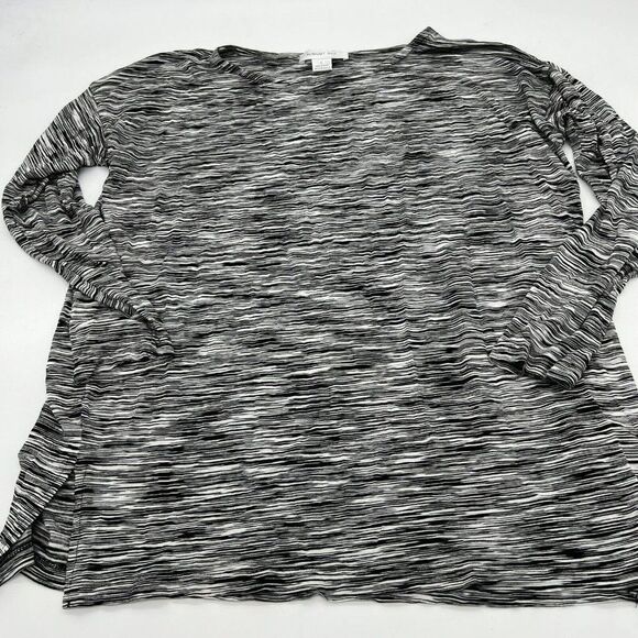 August Silk Black White Print Jersey Long Sleeve Tunic Top Large - Picture 1 of 3